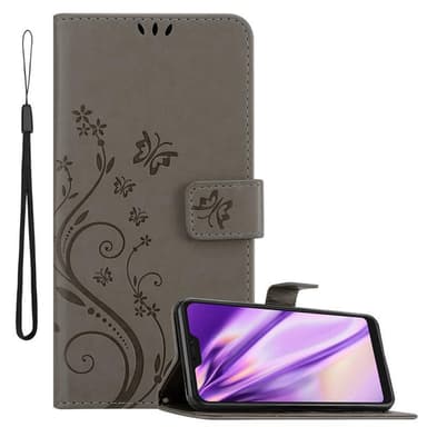 Xiaomi RedMi NOTE 6 PRO lommebokdeksel Blomster (grå)