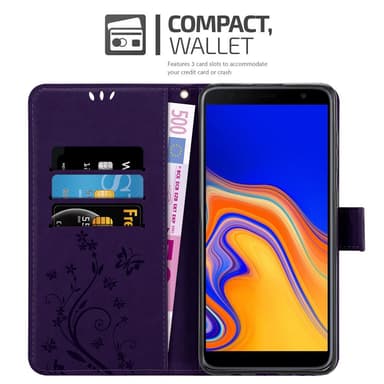 Samsung Galaxy J4 PLUS lommebokdeksel Blomster (lilla)