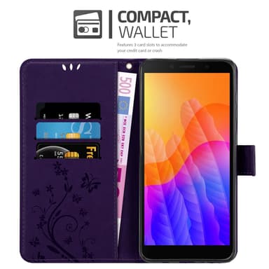 Honor 9S / Huawei Y5P lommebokdeksel Blomster (lilla)