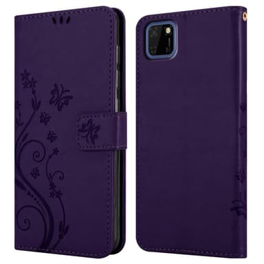 Honor 9S / Huawei Y5P lommebokdeksel Blomster (lilla)