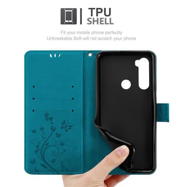 Xiaomi RedMi NOTE 8 lommebokdeksel Blomster (blå)