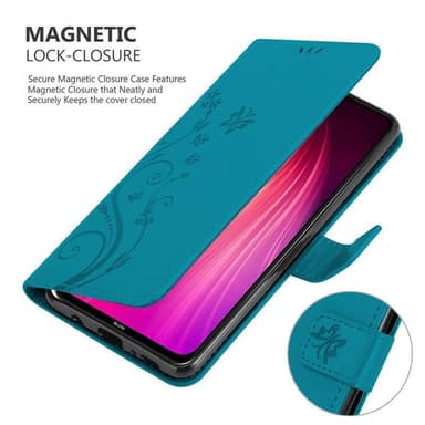 Xiaomi RedMi NOTE 8 lommebokdeksel Blomster (blå)