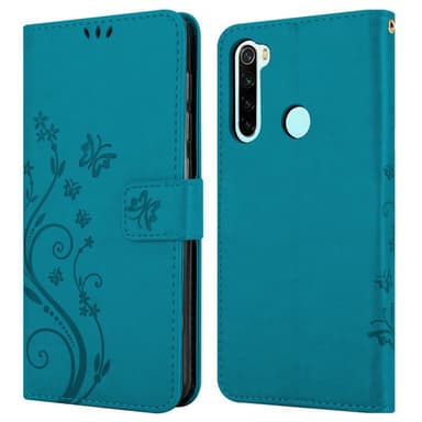 Xiaomi RedMi NOTE 8 lommebokdeksel Blomster (blå)