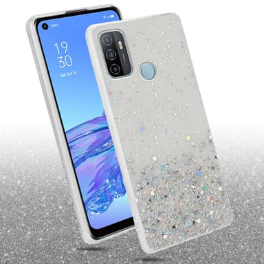 Oppo A53 Silikondeksel Glitter (Gjennomsiktig)