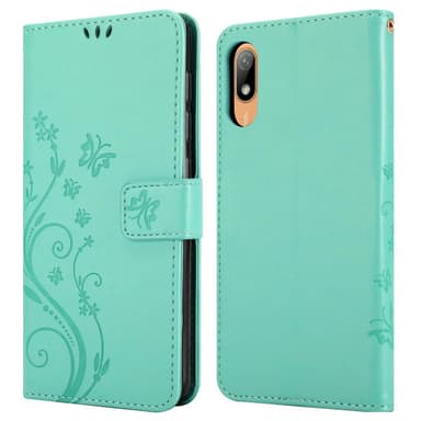 Huawei Y6 PRO 2019 lommebokdeksel Blomster (turkis)