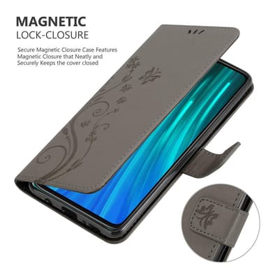 Xiaomi RedMi NOTE 8 PRO lommebokdeksel Blomster (grå)