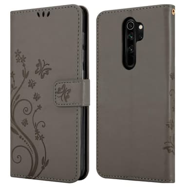Xiaomi RedMi NOTE 8 PRO lommebokdeksel Blomster (grå)