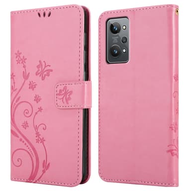 Realme GT 2 / GT Neo 2 lommebokdeksel Blomster (rosa)