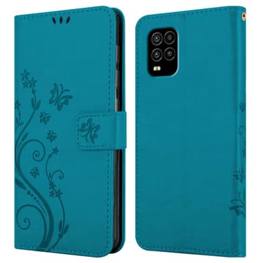 Xiaomi Mi 10 LITE lommebokdeksel Blomster (Blå)