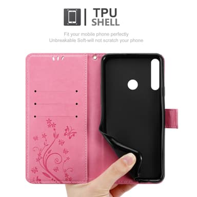 Huawei P40 LITE E lommebokdeksel Blomster (rosa)