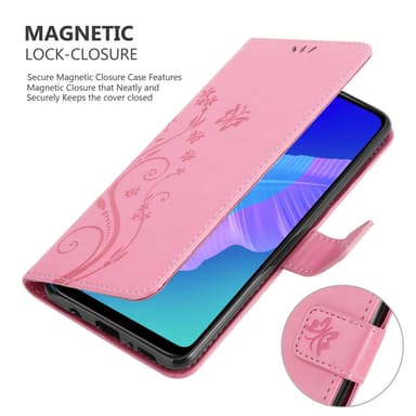 Huawei P40 LITE E lommebokdeksel Blomster (rosa)