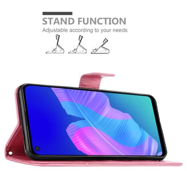 Huawei P40 LITE E lommebokdeksel Blomster (rosa)