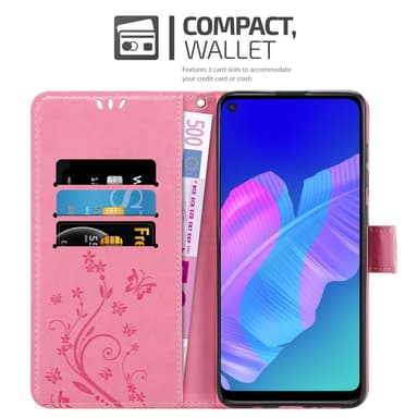 Huawei P40 LITE E lommebokdeksel Blomster (rosa)