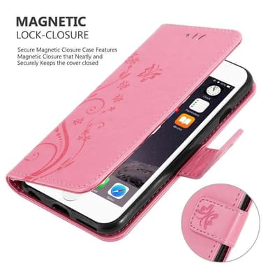 iPhone 6 / 6S lommebokdeksel Blomster (rosa)