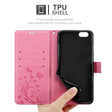iPhone 6 / 6S lommebokdeksel Blomster (rosa)