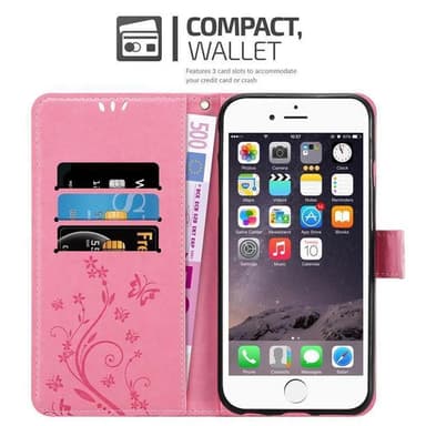 iPhone 6 / 6S lommebokdeksel Blomster (rosa)