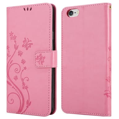 iPhone 6 / 6S lommebokdeksel Blomster (rosa)