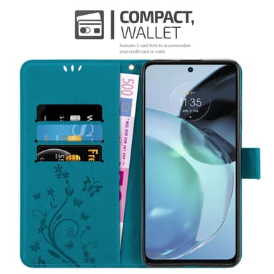 Motorola MOTO G72 lommebokdeksel Blomster (Blå)