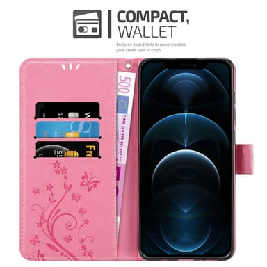iPhone 13 PRO lommebokdeksel Blomster (rosa)