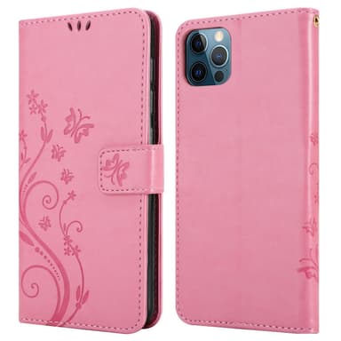 iPhone 13 PRO lommebokdeksel Blomster (rosa)