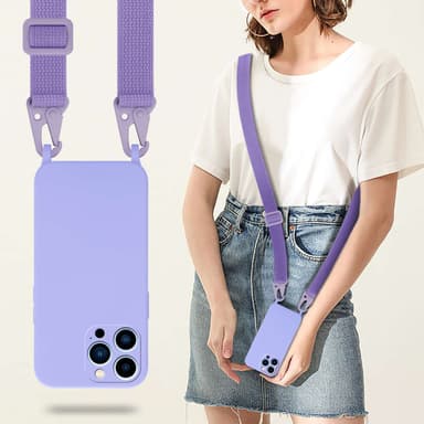 Deksel iPhone 13 PRO med Halskjede (lilla)