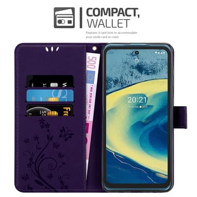 Nokia XR20 lommebokdeksel Blomster (lilla)