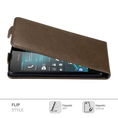 Nokia Lumia 550 deksel flip cover (brun)