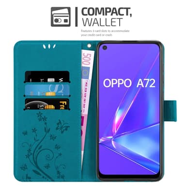 Oppo A72 lommebokdeksel Blomster (Blå)
