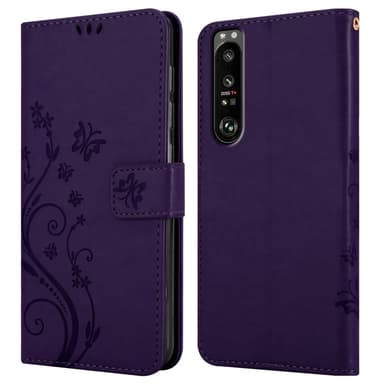 Sony Xperia 1 III lommebokdeksel Blomster (lilla)