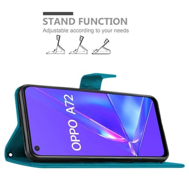 Oppo A72 lommebokdeksel Blomster (Blå)