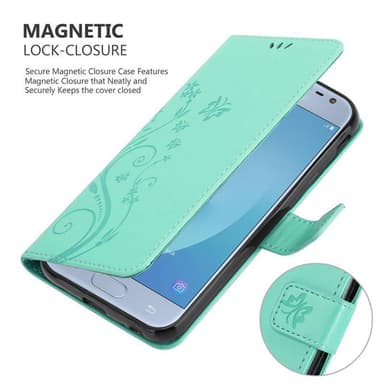 Samsung Galaxy J3 2017 lommebokdeksel Blomster (turkis)