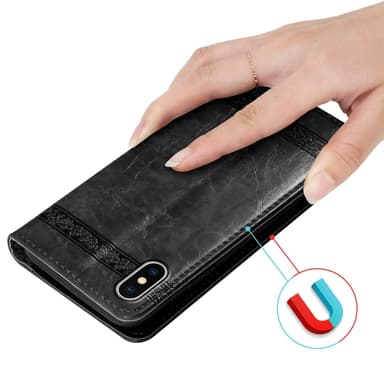 iPhone X / XS lommebokdeksel etui (svart)