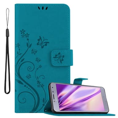 Samsung Galaxy J4 2018 lommebokdeksel Blomster (blå)