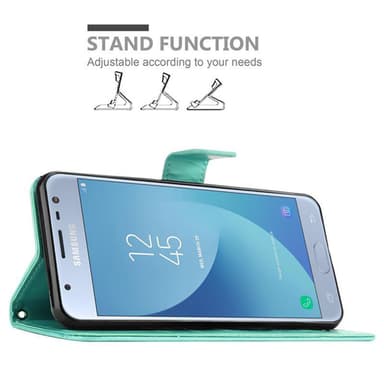 Samsung Galaxy J3 2017 lommebokdeksel Blomster (turkis)