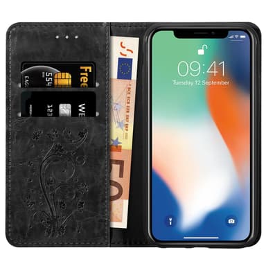 iPhone X / XS lommebokdeksel etui (svart)