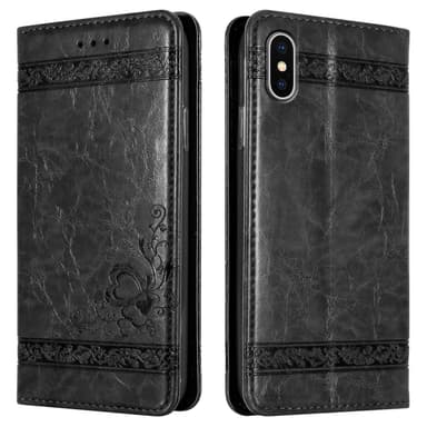 iPhone X / XS lommebokdeksel etui (svart)