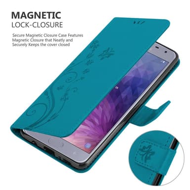 Samsung Galaxy J4 2018 lommebokdeksel Blomster (blå)