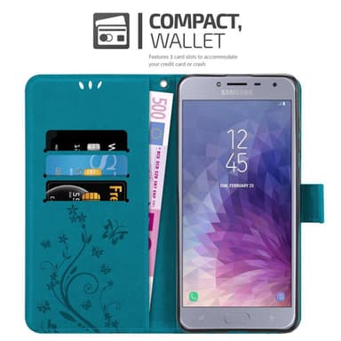 Samsung Galaxy J4 2018 lommebokdeksel Blomster (blå)