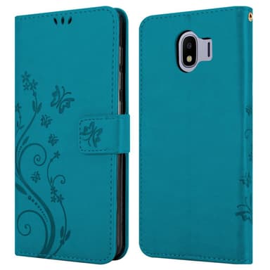 Samsung Galaxy J4 2018 lommebokdeksel Blomster (blå)