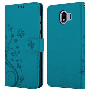 Samsung Galaxy J4 2018 lommebokdeksel Blomster (blå)