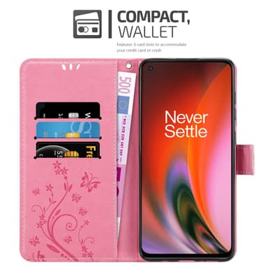 OnePlus Nord 2 5G lommebokdeksel Blomster (rosa)