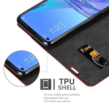 Oppo A53 lommebokdeksel case (rød)