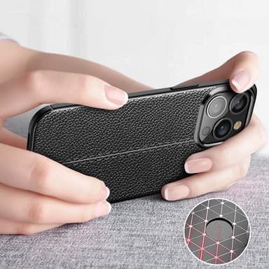 iPhone 13 PRO MAX Deksel Kunstskinn (svart)