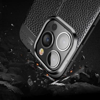 iPhone 13 PRO MAX Deksel Kunstskinn (svart)