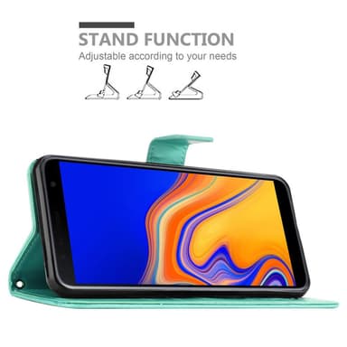 Samsung Galaxy J4 PLUS lommebokdeksel Blomster (turkis)