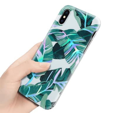 iPhone X / XS lommebokdeksel Blomster (hvit)