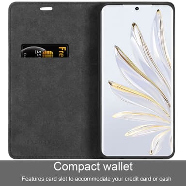 Honor 70 lommebokdeksel case (svart)