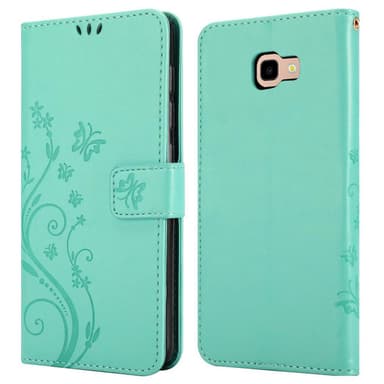 Samsung Galaxy J4 PLUS lommebokdeksel Blomster (turkis)