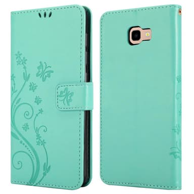 Samsung Galaxy J4 PLUS lommebokdeksel Blomster (turkis)