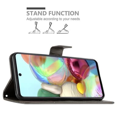 Samsung Galaxy A71 4G lommebokdeksel Blomster (grå)